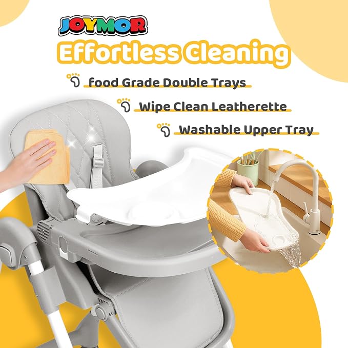 JOYMOR Foldable Baby High Chair, 4 in 1 Convertible Highchair - Image 4