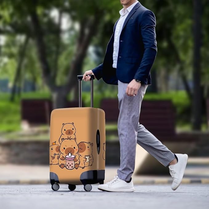 Milk Tea Capybara Luggage Cover Fit 18-21 Inch Universal Thickness Suitcase - Image 3