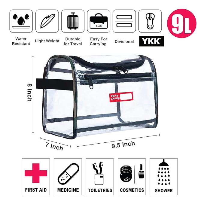 Rough Enough Clear Makeup Toiletry Bag Cosmetic Organizer Large Medicine Pouch - Image 3