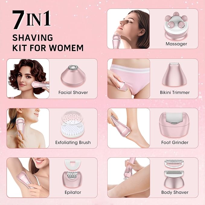 Electric Shavers for Women, 7 in 1 Hair Removal Kit - Image 2