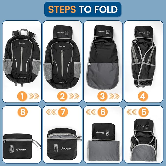 ZOMAKE Ultra Lightweight Packable Backpack 25L, Foldable Hiking Backpacks Water - Image 6