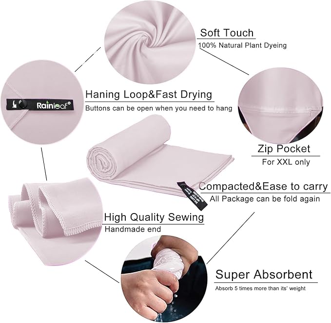 Rainleaf Microfiber Towel Perfect Travel & Gym & Camping Towel. Quick Dry - Image 3