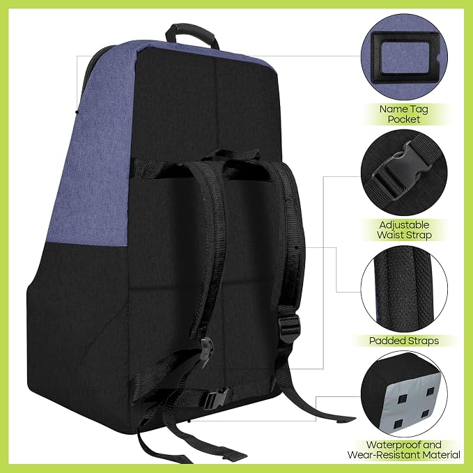 Padded Car Seat Travel Bag for Airplane, Heavy Duty Backpack for Air Travel - Image 3