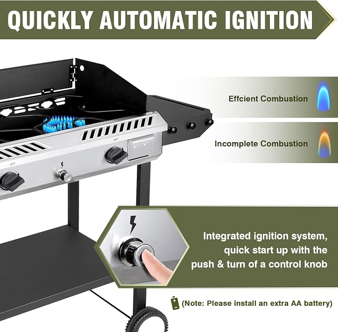 Bestfire 2 Burner Propane Stove Outdoor Camping Gas Stoves 150, 000 BTU Auto - Image 3