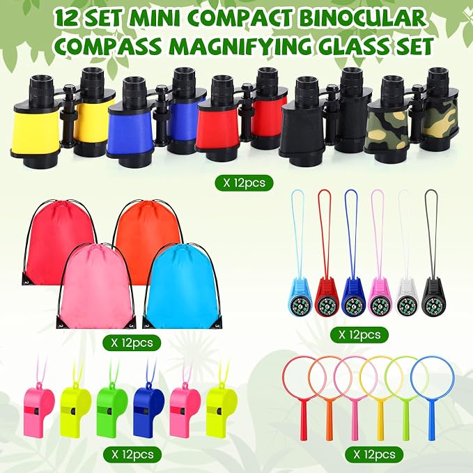 12 Set Binocular Compass Magnifying Glass Set Christmas Birthday Gift Small - Image 5