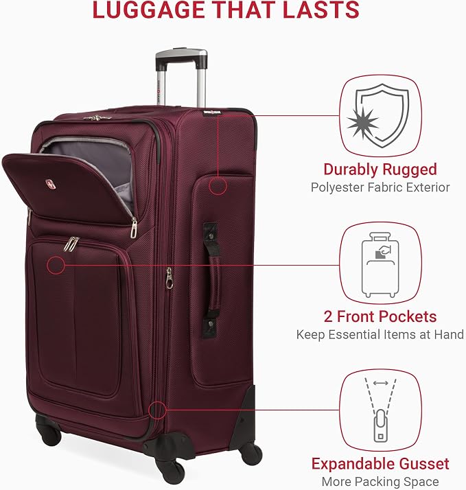 SwissGear Sion Softside Expandable Luggage – Large Checked Suitcase - Image 4