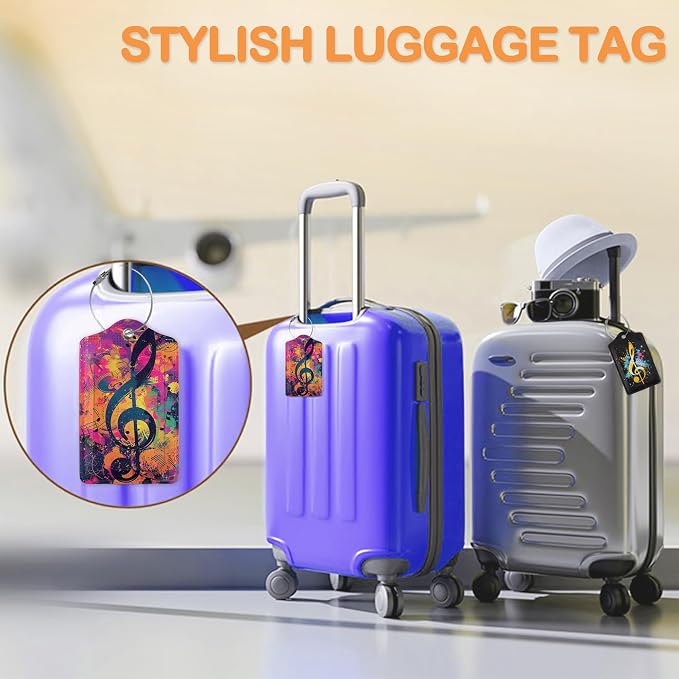 Retro Neon Treble Clef Pop Art PU Leather Luggage Tags - Image 5