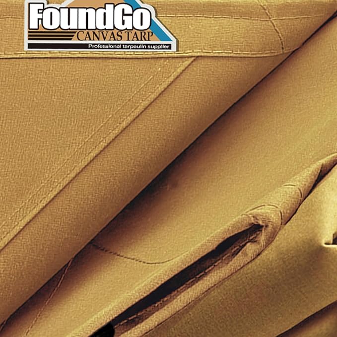 FoundGo 20x20ft Canvas Tarp 22 Mil Tarps 14 oz Canvas Tarpaulin Heavy Duty - Image 2