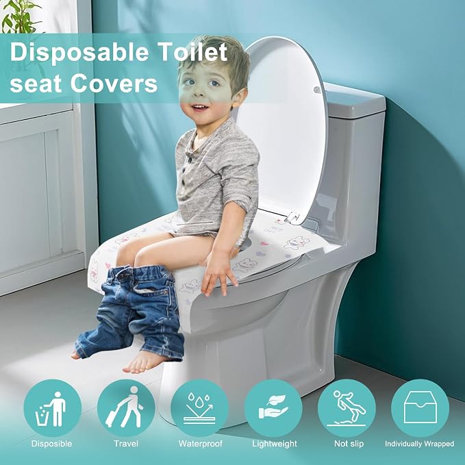 50 Packs Toddler Toilet Seat Covers Disposable, Disposable Toilet Seat Covers - Image 4