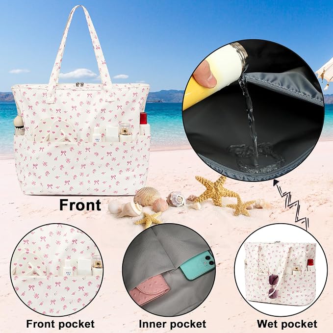 Beach Pool Bags Tote for Women Ladies Large Gym Tote Carry On Bag - Image 4