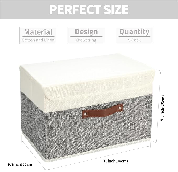 8 Pack Storage Bins Foldable Storage Boxes Fabric Storage Box - Image 3