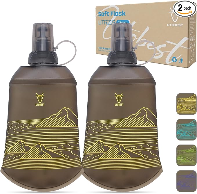 UTOBEST 200ml Soft Flask, 2 Pack Flexible TPU Hydration Water Bottle, by UTOBEST