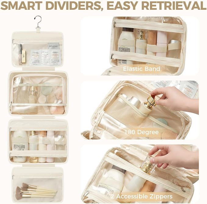 Toiletry Bag For women, Portable Hanging Organizer, 4 Leakproof Compartment for - Image 5