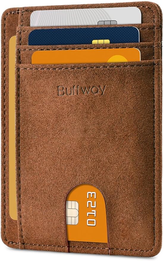 Buffway Slim Minimalist Front Pocket RFID Blocking Leather Wallets - Image 7