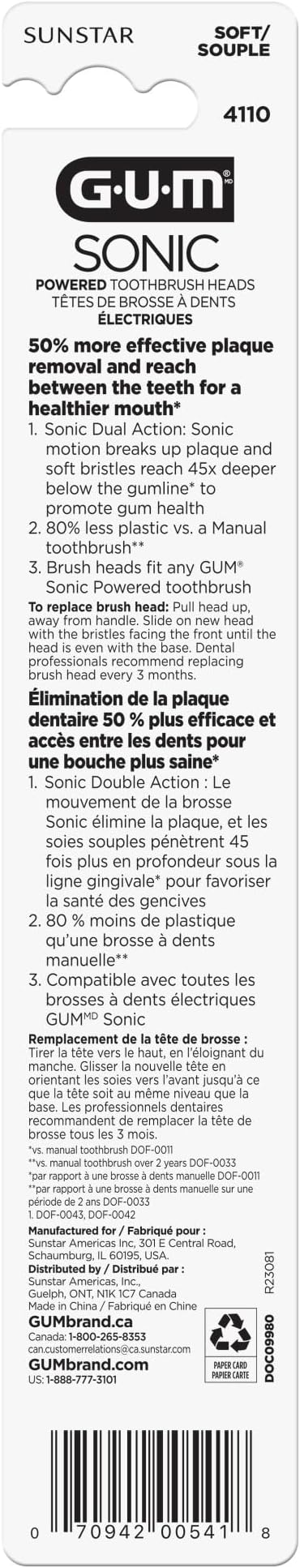 GUM Sonic Powered Toothbrush Refills, Tapered Bristles Clean Below The Gumline - Image 6