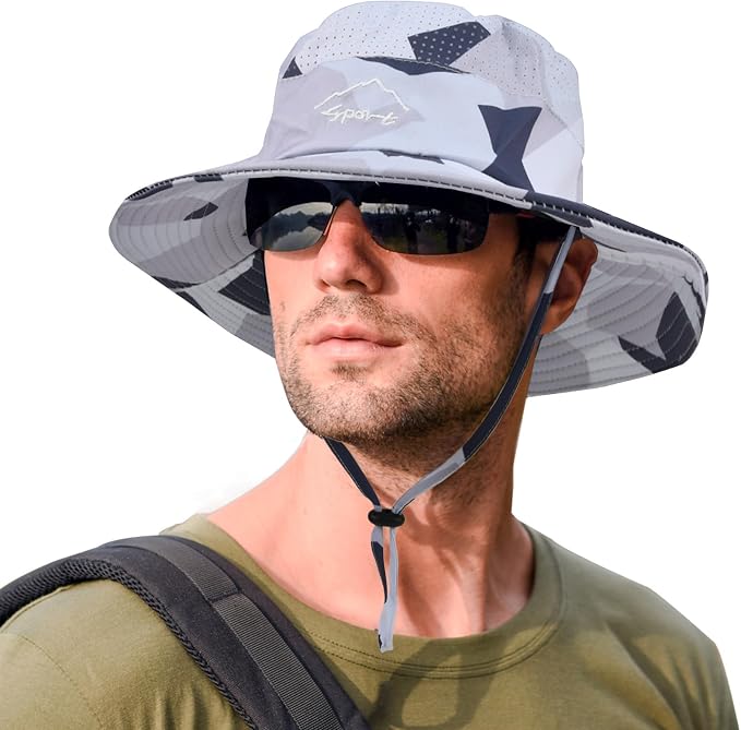 Sun Hats for Men Women Fishing Hat UPF 50+ Breathable Wide Brim Summer UV by Rosoz