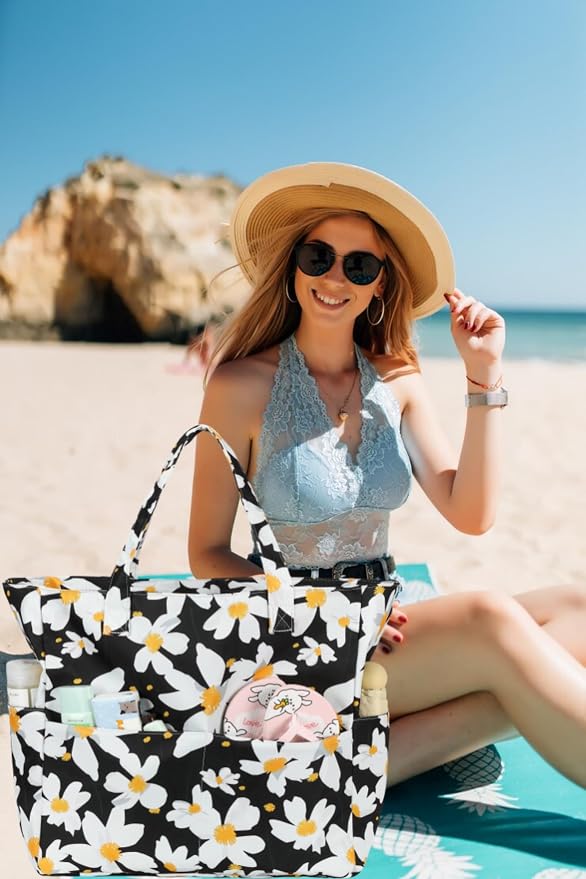 LEDAOU Beach Bag Waterproof Sandproof Women Tote Bag Pool Bag - Image 7