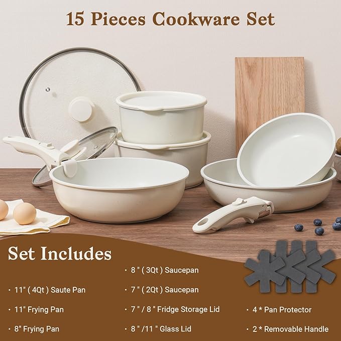 15Pcs Pots and Pans Set Non Stick, Cookware Sets - Image 2