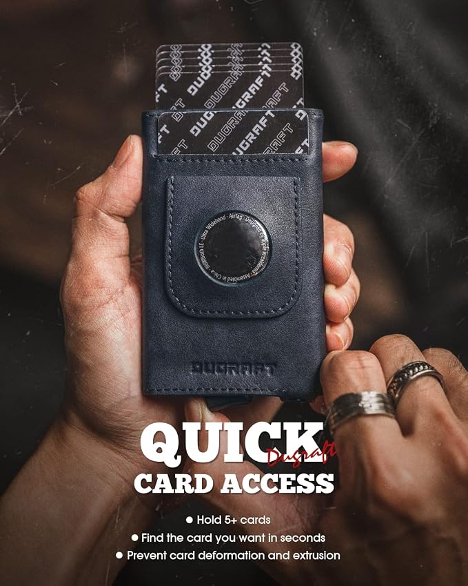 DUGRAFT Pop Up Wallet with AirTag Holder, RFID Blocking Air Tag Wallet with - Image 3
