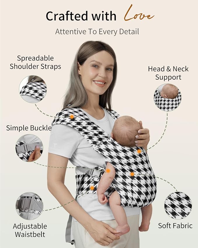 Newborn Carrier, Cozy Baby Carrier, Ergonomic Cross-Back Wrap, Hands-Free - Image 3