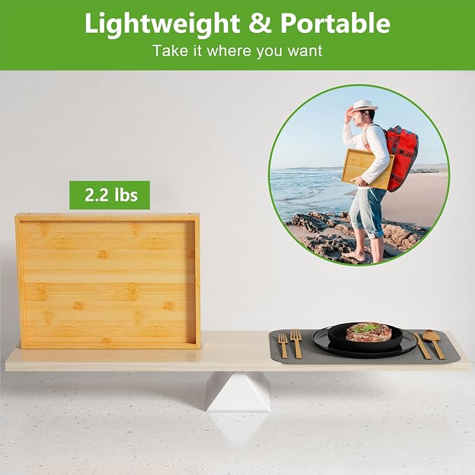 Bed Tray Table with Folding Legs, Bamboo Breakfast in Bed - Image 5