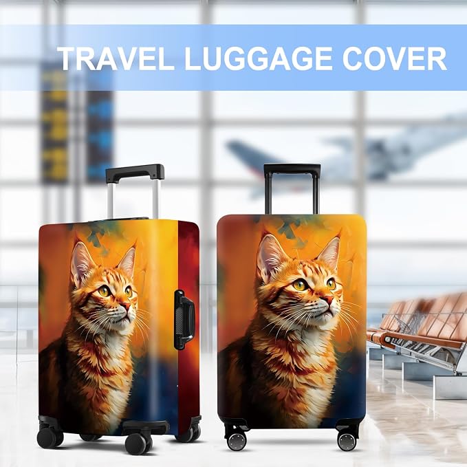 Cat Luggage Cover Washable Suitcase Protector Anti-Scratch, Stretchable Fit - Image 5