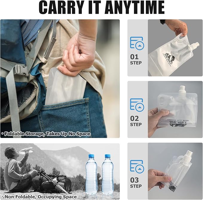 1L Hiking Collapsible Water Bottles - Image 2
