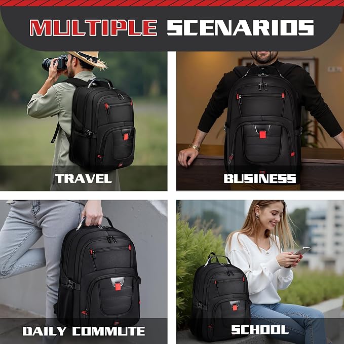 50L Travel Backpack, 17 inch Laptop Backpack - Image 6