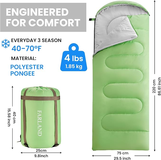 FARLAND Sleeping Bags 30℉ for Adults Teens Kids - Image 2