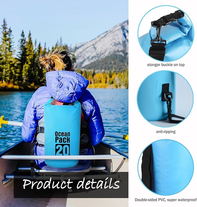 Dry Bag Waterproof Backpack 5L/10L/20L/30L Roll Top Waterproof Bag, Floating - Image 4