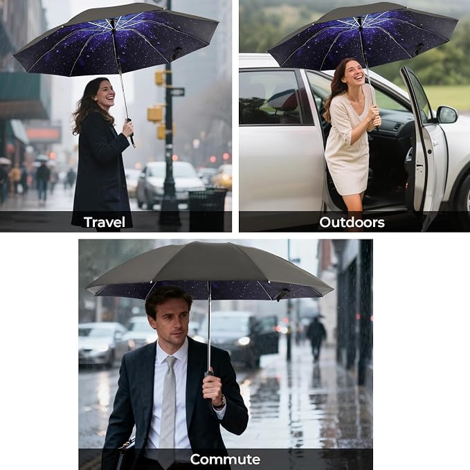 LLanxiry Compact Travel Umbrella, Mini Windproof Umbrellas - Image 8