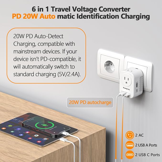 220V to 110V Voltage Converter US to Europe International Universal Travel - Image 3