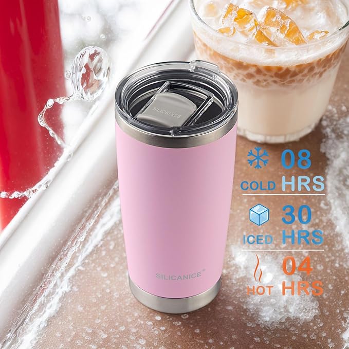 Pink 20oz Tumbler With Lid, Cute Vacuum Insulated Stainless Steel Water Bottle - Image 3