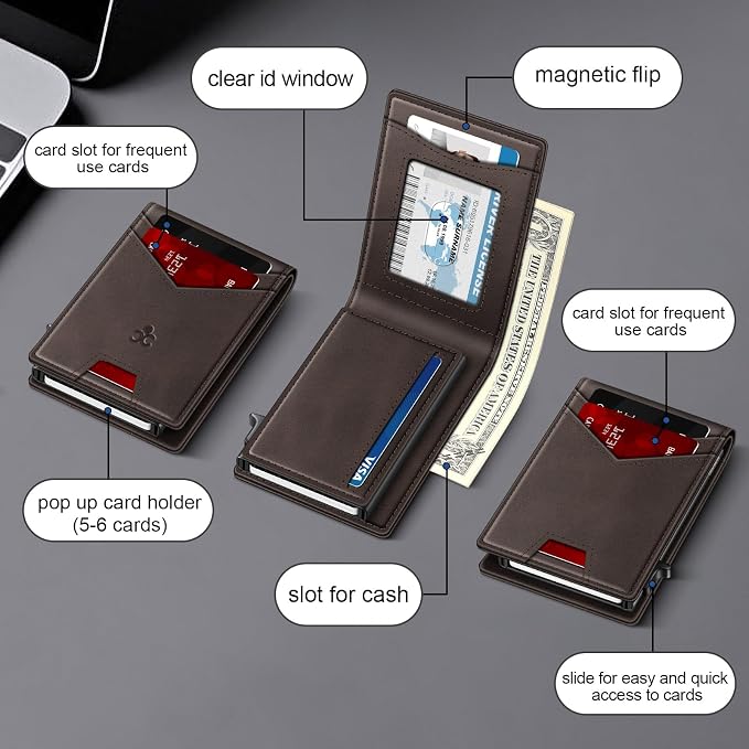 Wallet for Men Wallet with Slim Pop Up Card Holder for 12-14 Cards, RFID - Image 6