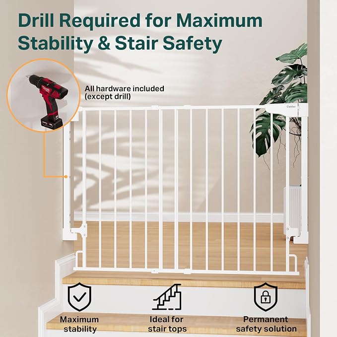 Cumbor 29.2–43" Baby Gate for Stairs, Wall-Mounted, Expandable No Bottom Bar - Image 4