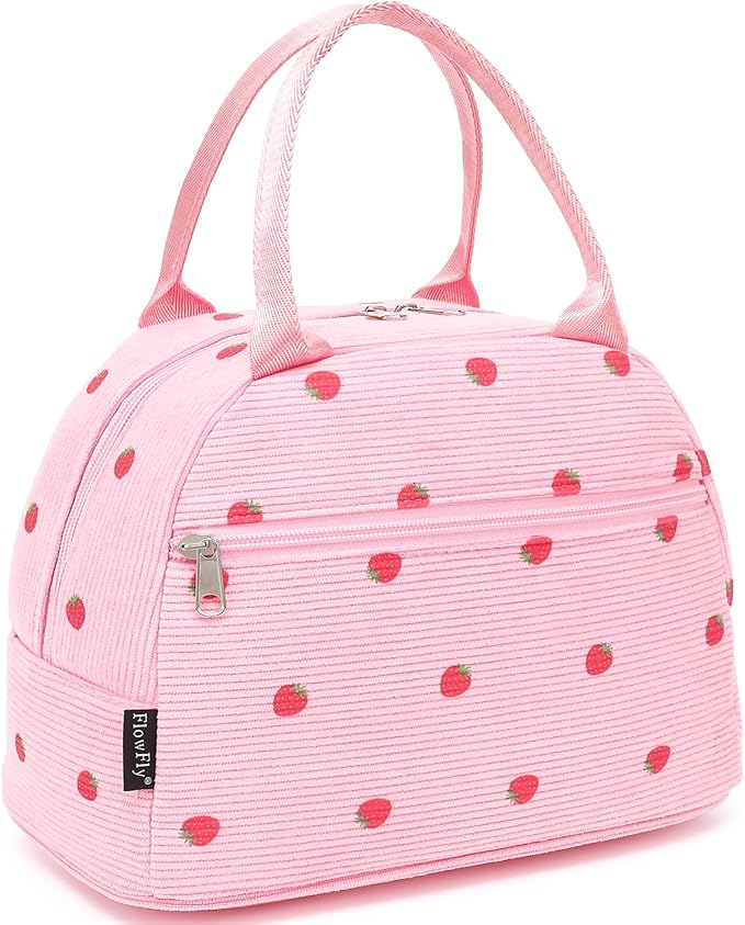 FlowFly Insulated Lunch Bag for Women – Corduroy Lunch Tote Box, Cute Cooler by FlowFly
