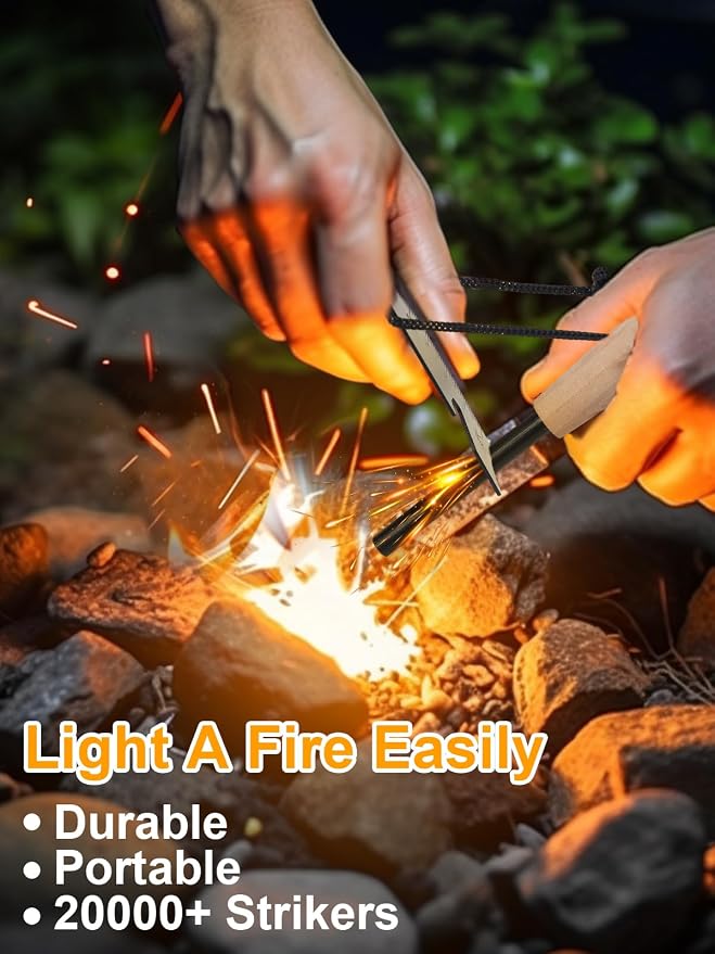 Fire Starter Survival Tool, Fire Starter Kit Includes Magnesium Rod, Steel - Image 2