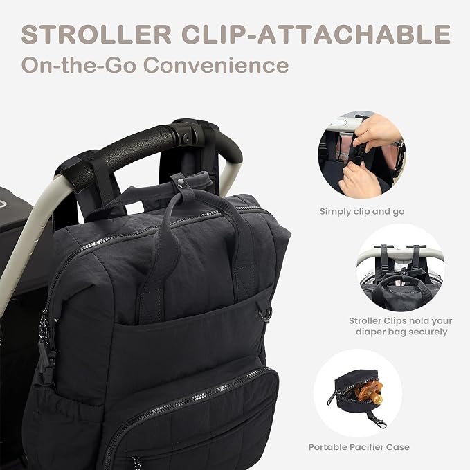 VONAL Diaper Bag Backpack, Lightweight Baby Diaper Bags, Travel Large Diaper Bag - Image 7