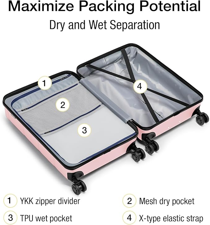 KYME Luggage Sets 2 Piece Hardshell 22"/26" Suitcase - Image 3