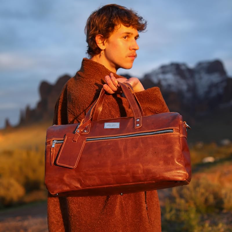 Handmade Leather Duffel Bag Luxury Duffle Bag Leather weekender Backpack - Image 2