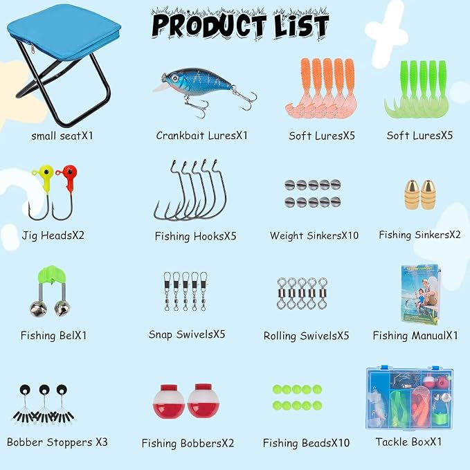 Kids Fishing Pole Set, Telescopic Fishing Rod Reel Combo Kids Starter Kit - Image 3