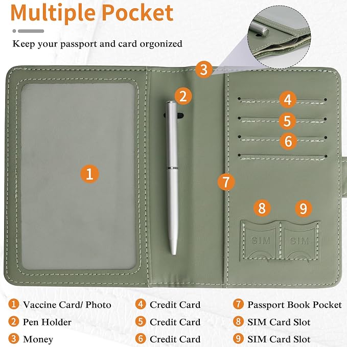 TIGARI Passport Holder for Travel Women Men, PU Leather Waterproof RFID - Image 3