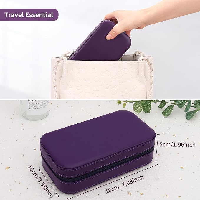 DesignSter Travel Jewelry Box, PU Leather Portable Jewelry Case, Small Jewelry - Image 6