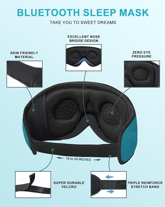 Sleep Mask with Bluetooth Headphones, LC-dolida Sleep Headphones Bluetooth - Image 7