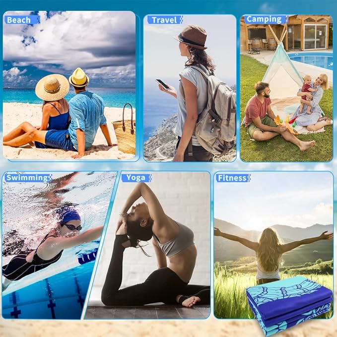 2 Pack Microfiber Lightweight Beach Towel 71"x32" Oversized Extra Large Thin - Image 7