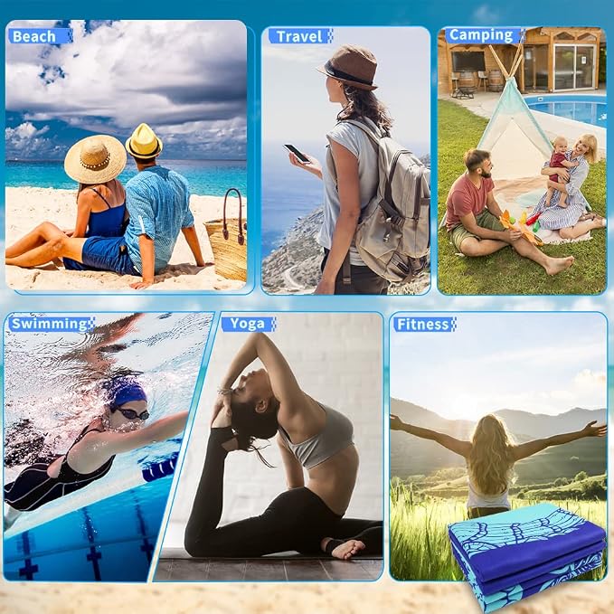 2 Pack Microfiber Lightweight Beach Towel 71"x32" Oversized Extra Large Thin - Image 7