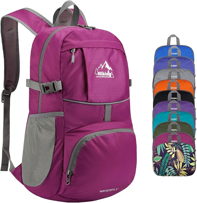 WATERFLY Hiking Foldable Daypack Backpack: 25L Ultra Lightweight Packable by Waterfly