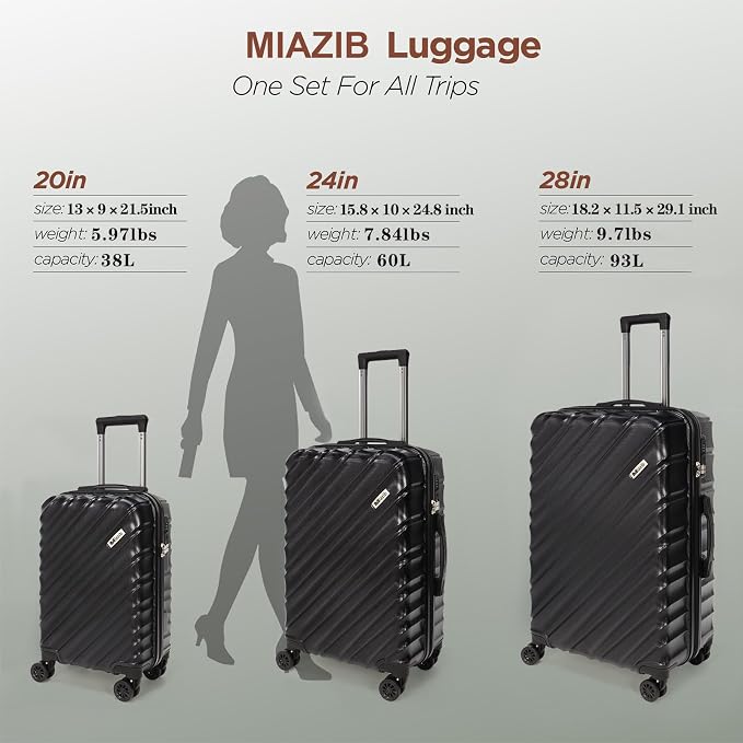 Hardshell Luggage Sets 3 Piece ABS+PC Travel Suitcase Hard Sided Luggage - Image 5