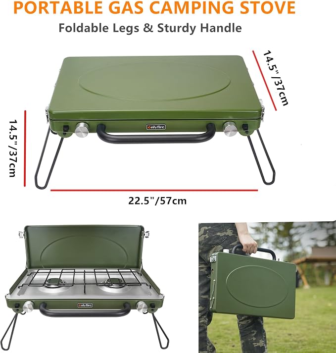 ONLYFIRE Portable Camping Stove 2-Burner, Propane Camp Stove - Image 2