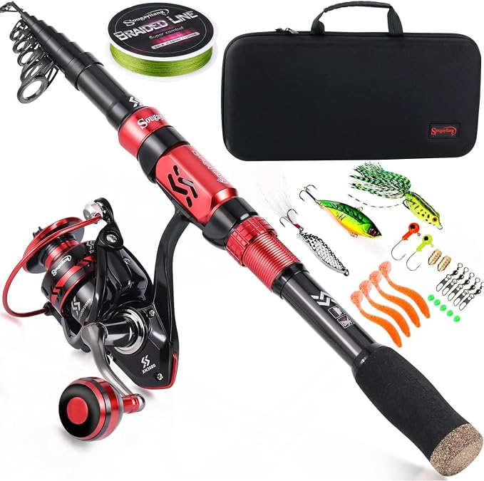 Sougayilang Fishing Pole with Spinning Reel Portable Fishing Rod Reel Combos by Sougayilang